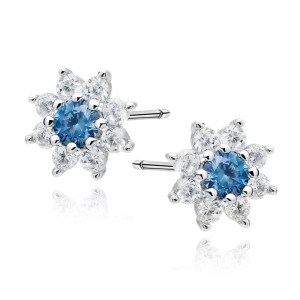 Cercei argint floare cu piatra albastra DiAmanti Z1939ER_BL-DIA (Argint 925‰ 0,9 g.)